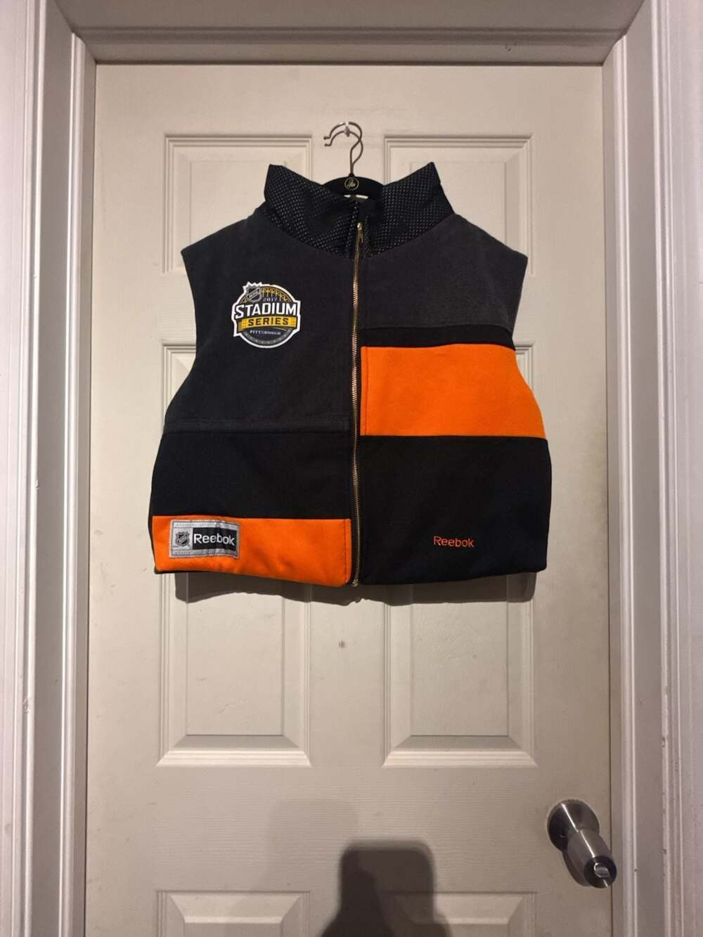 Up cycled Reebok Philadelphia Flyers NHL 2017 Stadium Series Sleeveless Zip Vest
